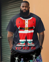 Men's Plus Size Fun Santa Claus Short Sleeve Shorts Set